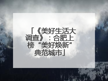《美好生活大调查》：合肥上榜“美好焕新”典范城市