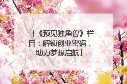 《预见独角兽》栏目：解锁创业密码，助力梦想启航