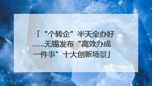“个转企”半天全办好……无锡发布“高效办成一件事”十大创新场景