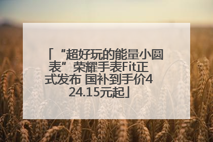 “超好玩的能量小圆表”荣耀手表Fit正式发布 国补到手价424.15元起