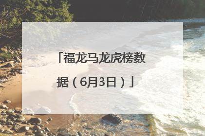 福龙马龙虎榜数据（6月3日）