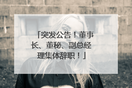 突发公告！董事长、董秘、副总经理集体辞职！