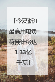 今夏浙江最高用电负荷预计将达1.33亿千瓦