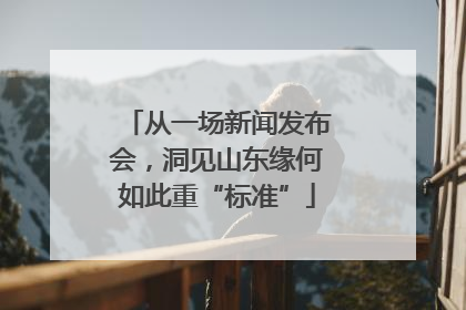 从一场新闻发布会，洞见山东缘何如此重“标准”