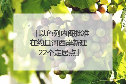 以色列内阁批准在约旦河西岸新建22个定居点