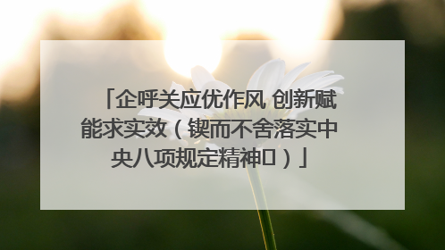 企呼关应优作风 创新赋能求实效（锲而不舍落实中央八项规定精神⑭）