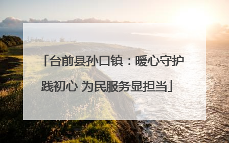 台前县孙口镇：暖心守护践初心 为民服务显担当