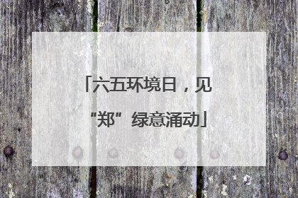 六五环境日，见“郑”绿意涌动