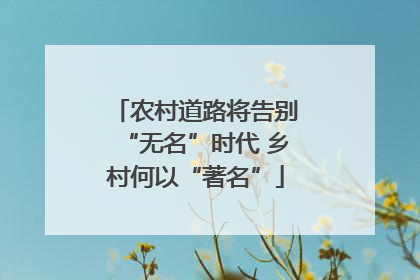 农村道路将告别“无名”时代 乡村何以“著名”