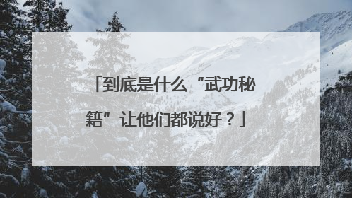 到底是什么“武功秘籍”让他们都说好？