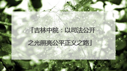 吉林中院：以司法公开之光照亮公平正义之路