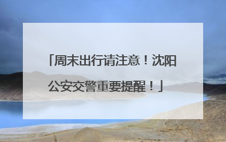 周末出行请注意！沈阳公安交警重要提醒！