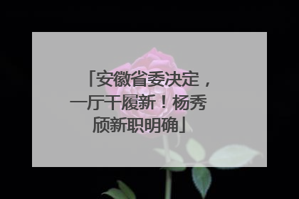 安徽省委决定，一厅干履新！杨秀颀新职明确