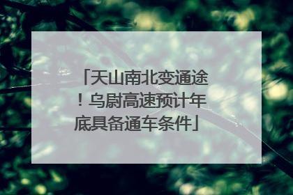 天山南北变通途！乌尉高速预计年底具备通车条件
