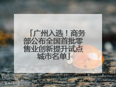 广州入选！商务部公布全国首批零售业创新提升试点城市名单