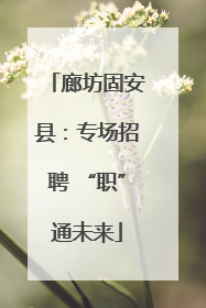廊坊固安县：专场招聘 “职”通未来