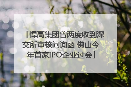 悍高集团曾两度收到深交所审核问询函 佛山今年首家IPO企业过会