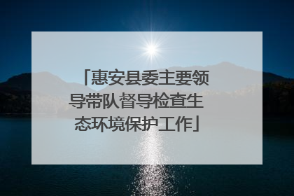 惠安县委主要领导带队督导检查生态环境保护工作