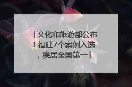 文化和旅游部公布！福建7个案例入选，稳居全国第一