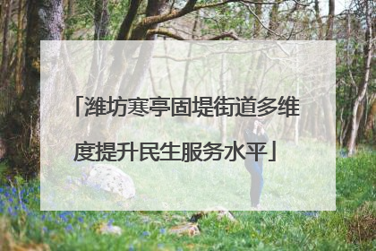潍坊寒亭固堤街道多维度提升民生服务水平