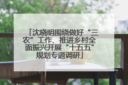 沈晓明围绕做好“三农”工作、推进乡村全面振兴开展“十五五”规划专题调研