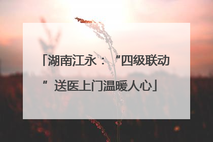 湖南江永：“四级联动”送医上门温暖人心