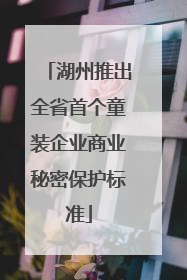 湖州推出全省首个童装企业商业秘密保护标准