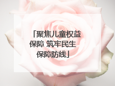 聚焦儿童权益保障 筑牢民生保障防线