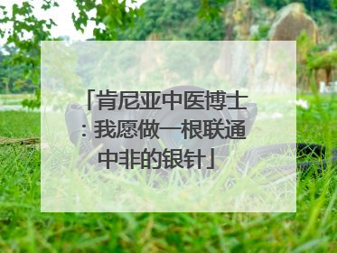 肯尼亚中医博士：我愿做一根联通中非的银针