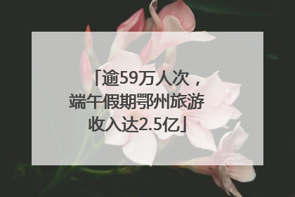 逾59万人次，端午假期鄂州旅游收入达2.5亿