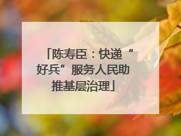 陈寿臣：快递“好兵”服务人民助推基层治理