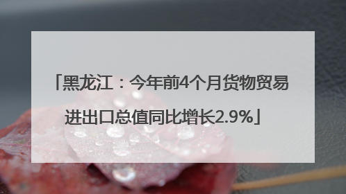 黑龙江：今年前4个月货物贸易进出口总值同比增长2.9%