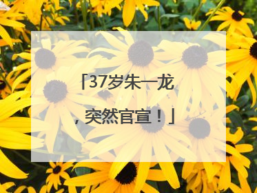 37岁朱一龙，突然官宣！